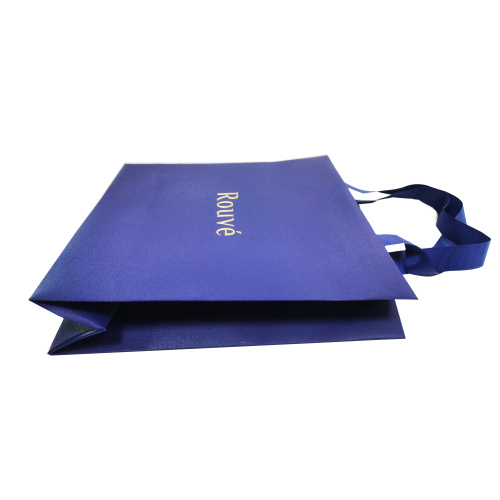 Blue color gold foil clothing shopping paper bag