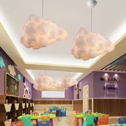 Cotton Cloud Floating Lamp for Kindergarten and Restaurant