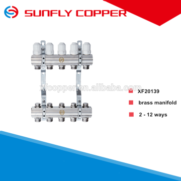 underfloor heating system 5-ways nickle-plating brass manifold