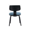 Modern Blue Simple Backrest Iron Legs Restaurant soft Dining Chairs Upholstery chair