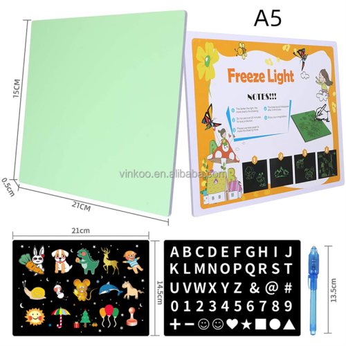 Placa de desenho fluorescente da SURON com caneta luminosa LED
