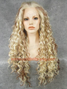 Light Blonde Tipped with Dark Blonde Drag Queen Rupaul Synthetic Lace Front Wig