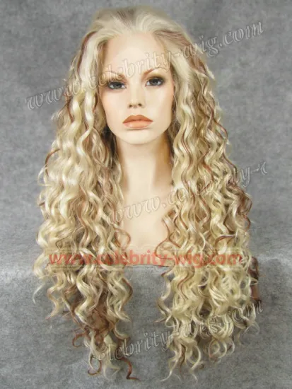Light Blonde Tipped with Dark Blonde Drag Queen Rupaul Synthetic Lace Front Wig