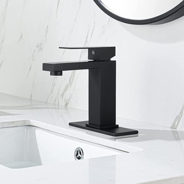 Grifos de baño negro Cascada Taps Square de latón