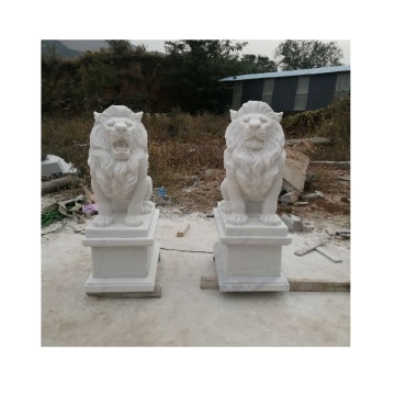 Large Outdoor Chinese White Marble Lion Statues for Front Doors and Gardens
