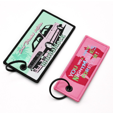 Letter Woven Fabric Car Logo Embroidered Keychain
