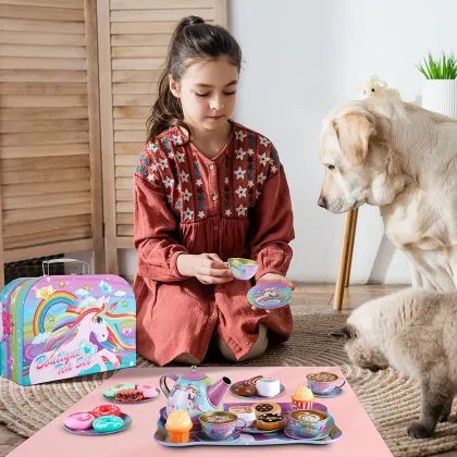 Princess Tea Party Toy: Toy Unicorn Tea Set for Little Girls