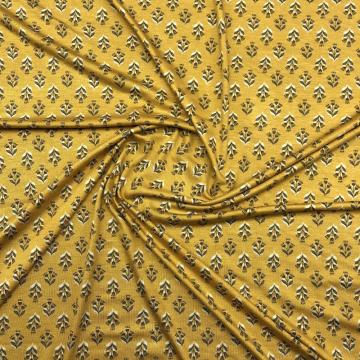 Joli motif de feuille de base jaune sur tissu de viscose