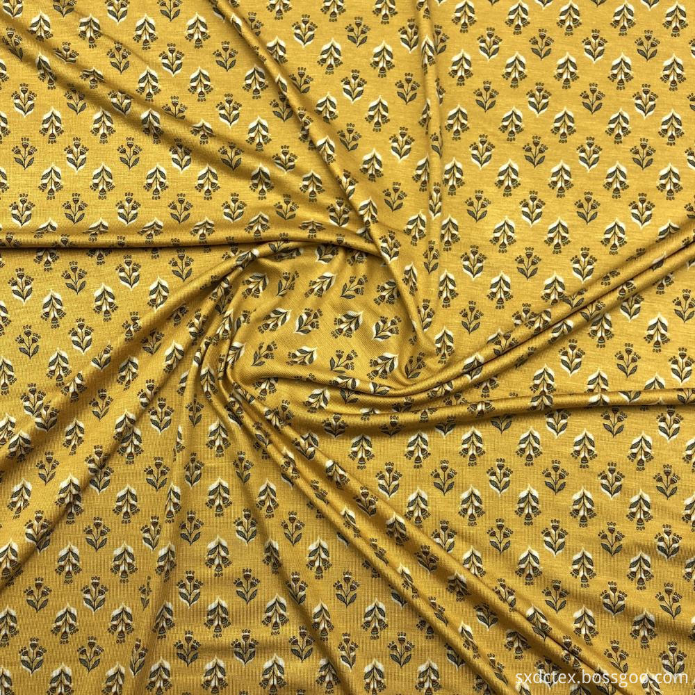 Rayon Spandex Brown Leaves