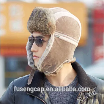 Fashion black leather winter hat earflaps keep warm