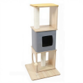 Modern Luxury Large Indoor Plush Wooden Cat Tree Tower Climbing Condo Activity Center Premium Pet Furniture
