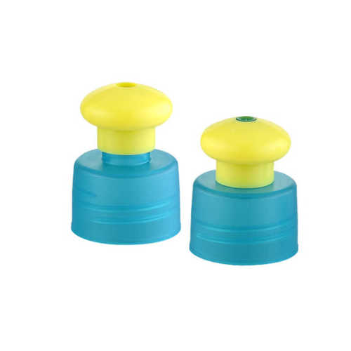 PP yellow mushroom tip with blue color push pull screw cap