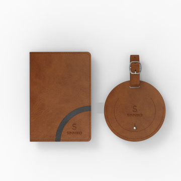 Minimalist Personalized Leather Passport Wallet with Luggage Tag Holder