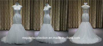 Sleeveless Skintight Lace Tulle Bridal Gown (MJC 1411-7)