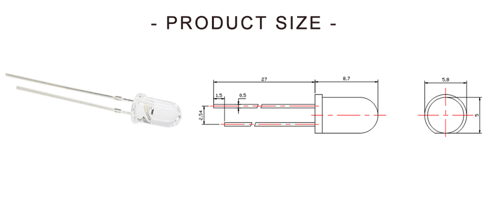 Size 503IRC140L14I100A20 5mm IR LED 1400nm 1450nm LED Far Red Infrared LED