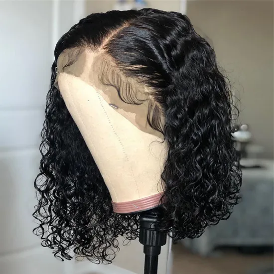 Wholesale 100% Human Hair Wig Short Curly Bob Wigs For Black Women 10 inch Lace Front Wig With Baby Hair