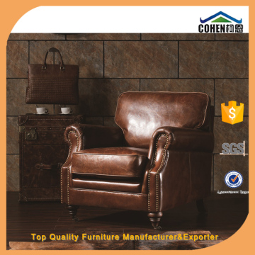 Antique european style Chesterfield imported cowhide genuine leather sofa set furniture