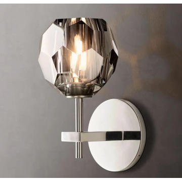Smoke diamond crystal glass shade wall lamp