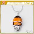 Tiger Eye Skull Gemstone Pendant Necklace con cadena de plata