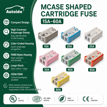 32V ミニスロット自動車 MCASE 形カートリッジヒューズキット、15A 20A 25A 30A 40A 50A 60A