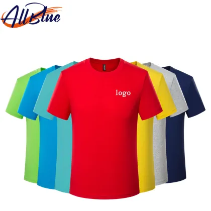 Custom Logo ALLBLUE 180GSM Cotton O Neck T-Shirt for Business Attire