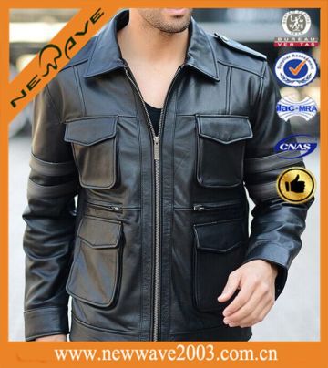 men cow skin leather jacke