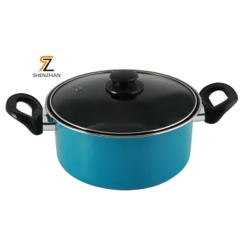 Custom Color Carbon Iron Non-Stick Cooking Soup Pots with Double Handle Support