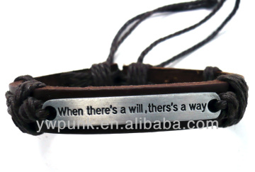 Adjustable cheap engraved letters faith leather bracelet cuff jewelry gift