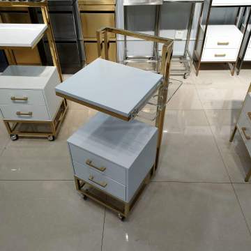 Stainless Steel Barber Trolley with Wheels and Drawers