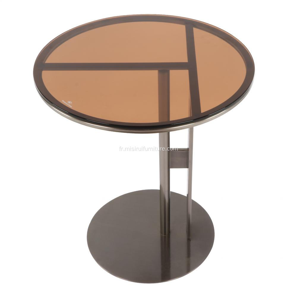 Salon Table basse en verre brun transparent