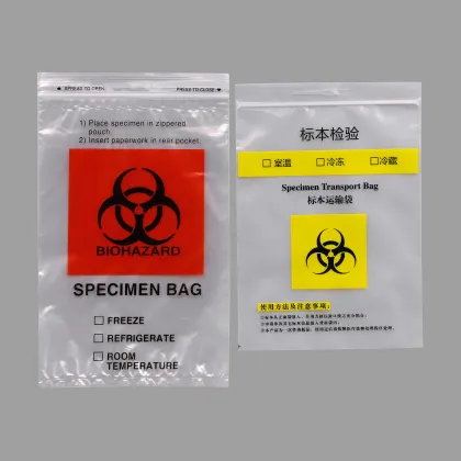 Factory Cheap Price Writable Laboratories Disposable 3 Layers Medicine Adhesive Tape Biohazard Specimen Bags