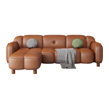 Modern Simple Design Modular Light Luxury Leather Living Room Sofas Set for Lounge