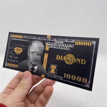 Customized 2022 US $10,000 Prop Money with Colored Black and Silver Foil, VIP Diamond Card, and 'In God We Trust' Inscription - Souvenir Banknotes