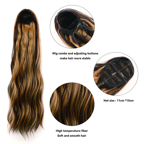 Alileader Top Grad Grade Long Curlytail Ponytail resistente al calor Agua Wavy Ponytail Clip en extensión del cabello