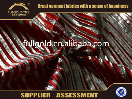 Wholesale Hot Sale 95%Polyester 5%Spandex Red Knit Fabric Crumple Foil Design Fabric For Girls Garment