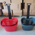 Supermarket aluminum alloy handle rolling shopping basket