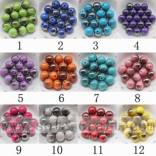 Beautiful solid round smooth acrylic bead with two colors