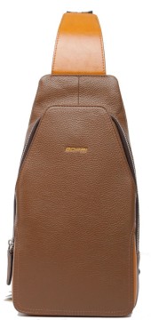 Classic Brown Simple Leisure Multifunctional Good Workmanship Full Grain Leather Men's Messenger Chest Bag