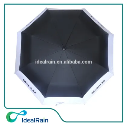 2 fold telescopic golf black bordered white fabric uv resistance umbrella