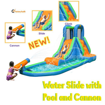 Happyhop 9140--ultimate combo inflatable wet dry castle slide pool with cannon