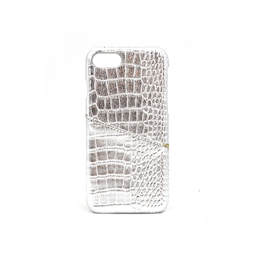 White Glitter Card Slot Crocodile Leather Phone Case