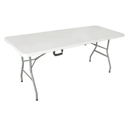 Folding Plastic Picnic Table - 6 ft Camp Party Dining Banquet Table with Handle