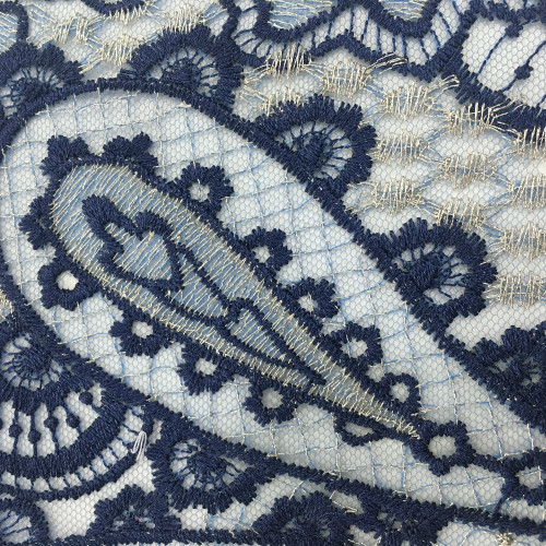 Paisley Variation Color Embroidery Fabric On Poly Mesh