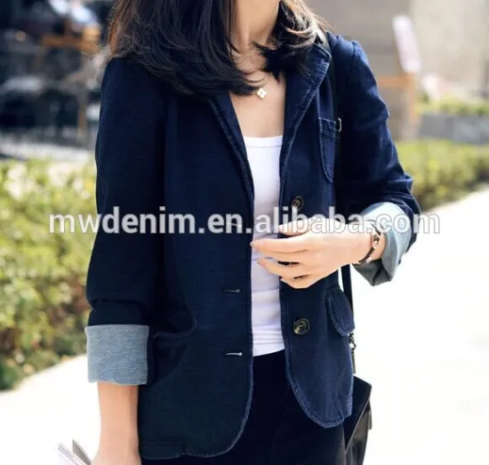 retro trend indigo cotton knit jacket coat fabric