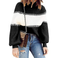 China Womens Turtleneck Colorblock Striped Chunky Pullover Factory