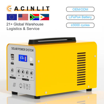 Home Solar Power Station with Lead Acid Battery and Lithium Cells for Lighting and Phone Charging