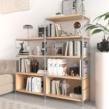4-5 Layer Wooden and Metal Organizer Storage Shelf for Household and Kitchen