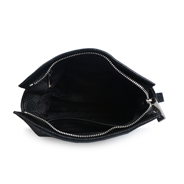 Black pebbled leather shoulder bag crossbody sling bag