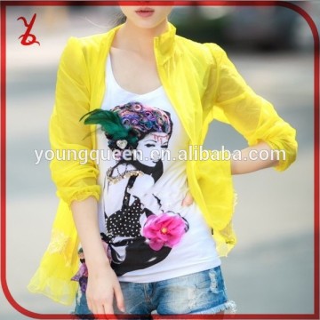 FSF1536 2015 New lace sun protection clothing long-sleeved transparent thin UV sun shirt