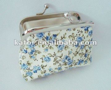 blue samll flower cloth coin purse bag for lady